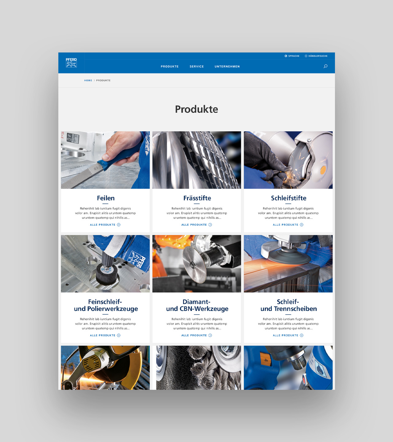 Pferd Produkte auf Website