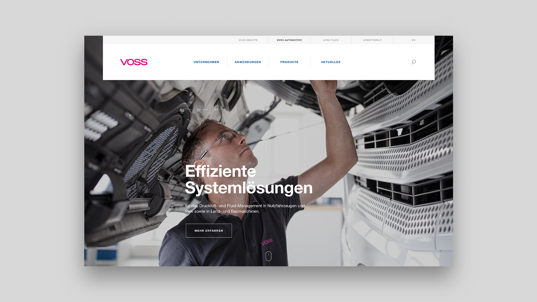 VOSS Website Desktopversion Startseite