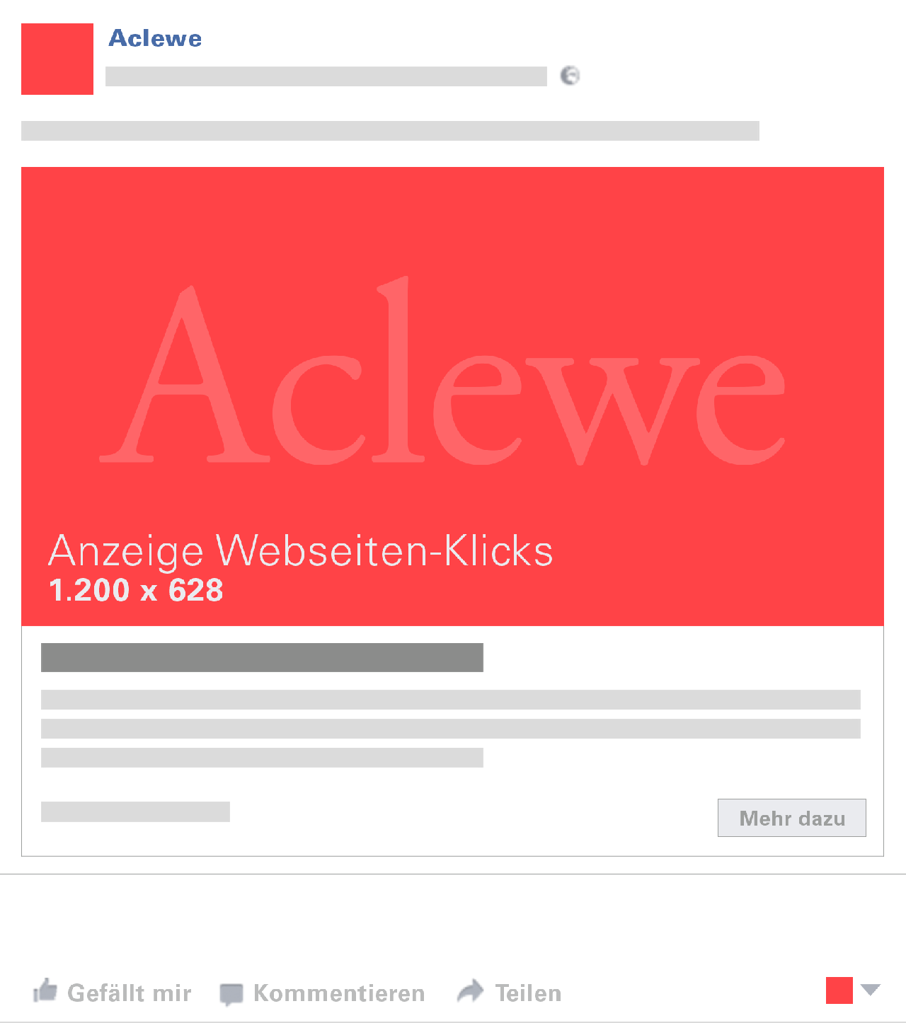 Aclewe Werbe&shy;agentur Facebook Bildmaße Anzeige Websiten Klicks