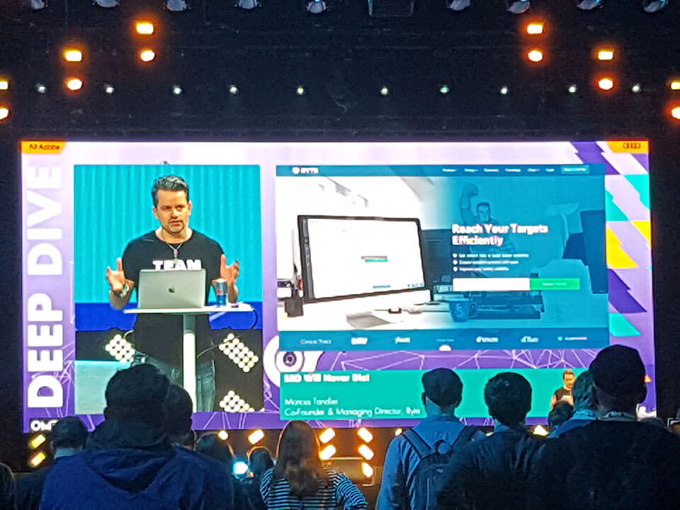 Aclewe dmexco Marcus Tandler Marcus Tandler steht auf dmexco Buehne